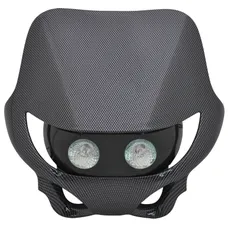 PLAQUE PHARE/TETE DE FOURCHE 50 A BOITE UNIVERSEL REPLAY ENDURO HALOGENE 2x20W CARBONE (AVEC FIXATIONS)