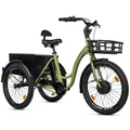 ELECTRIC TRICYCLE/E-BIKE CITY LEADER FOX 24" LOVELO 2025 UNISEX GREEN KAKI GLOSS 3-SPEED SHIMANO NEXUS HUB MOTOR AV BAFANG 36-SPEED 45NM BATTERY 16,7 AH (WITH DIFFERENTIEL)