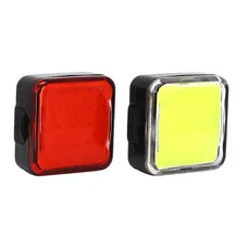 BICYCLE LIGHT USB KIT NEWTON COB LEDS 100/50 LUMENS YELLOW/RED/BLACK 7 MODES (FRONT + REAR)