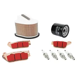 KIT ENTRETIEN MOTO ADAPTABLE KAWASAKI 800 Z800 2013>2016, Z800 E 2013>2016 PLAQUETTE METAL FRITTE (PACK 9 PIECES) -SELECTION P2R PREMIUM