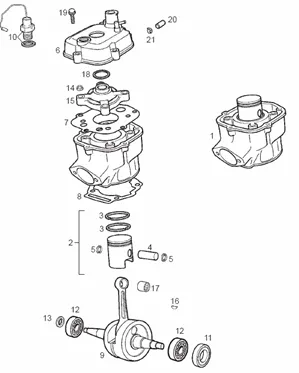 Arbre moteur - Cylindre - Piston