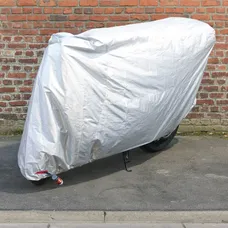 PROTECTIVE COVER MOTORCYCLE EN POLYESTER 70 DENIERS (ELASTIQUES + STRAP + OEILLETS) (230X100X125CM)