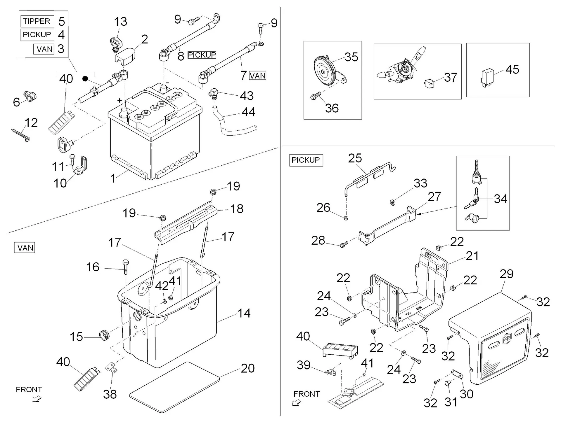Relais - Batterie - Avertisseur sonore 