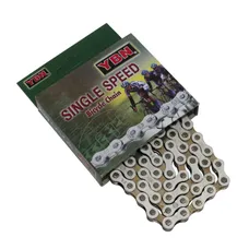 BICYCLE CHAIN 1/3-SPEED BMX YBN S410 WHITE/SILVER 112 LINKS (FIXIE/SINGLE-SPEED)