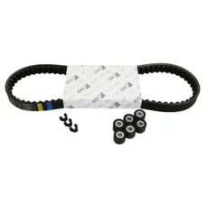 KIT TRANSMISSION (COURROIE, GALETS, GUIDES) ORIGINE PIAGGIO 50 TYPHOON 2004>11, NRG 2005>, VESPA PRIMAVERA 2T 2013>17, SPRINT 2T 2014>17/GILERA 50 RUNNER 2005>17/APRILIA 50 SR H2O 2004>10 -1R000426