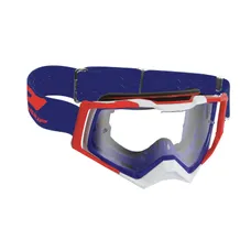 MASQUE/LUNETTES CROSS PROGRIP 3309 TR RAPID BLEU/ROUGE/BLANC ECRAN TRANSPARENT ANTI-RAYURES/ANTI U.V./ANTI-BUEE (HOMOLOGUE CE-EN-N- AC-96025 REV.2)