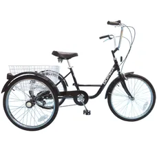 TRICYCLE MUSCULAIRE ADULT 24" BLACK 5 VITESSES WITH BASKET WEIGHT TOTAL MAXIMUM 100 kg EMPATTEMENT 0,80M - HOMOLOGATION NF30020