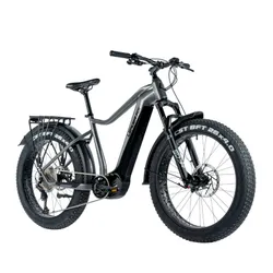 VELO ELECTRIQUE/VAE VTT FAT BIKE 26 LEADER FOX BRASA ARGENT 11V MOTEUR CENTRAL PANASONIC GX ULTIMATE 36V 95Nm BATTERIE 20Ah (18'' - H45,7cm - TAILLE M - POUR ADULTE DE 165cm à 178cm)