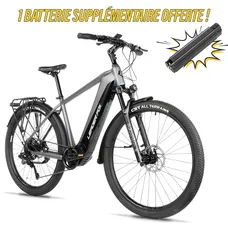 ELECTRIC BICYCLE/E-BIKE TREKKING BIKE 28 LEADER FOX BARNET 2025 MEN'S GREY 9-SPEED MID-DRIVE MOTOR BAFANG M510 36-SPEED 95NM BATTERY 20AH (20.5'' - H53CM - SIZE XL - FOR ADULT OF 183 cm TO 190 cm)