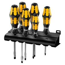 SCREWDRIVER BURIN WERA 932 S6 KRAFTFORM CROSSHEAD (PHILLIP) AND FLAT WITH RACK OF STORAGE BLACK/YELLOW (SET 6 PIECES) -BRAND GERMAN FOR THE WORKSHOPS