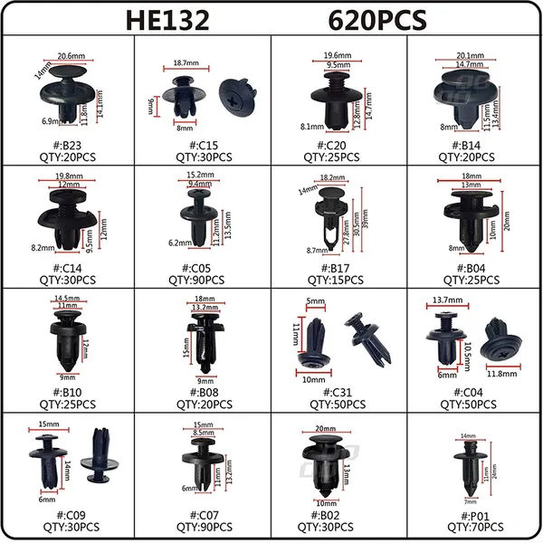 229693 - RIVET/CLIPS/AGRAFE DE CARROSSERIE/CARENAGE PLASTIQUE NOIR DIAM ...