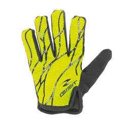 GANTS VELO JUNIOR VTT LONG GIST JAUNE FLUO/NOIR 12/14 ANS (PAIRE SUR CARTE) SANS VELCRO -8157