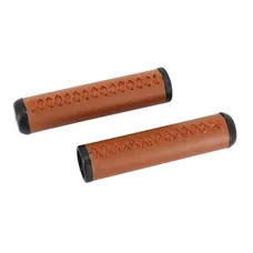 GRIP CITY DDK BICYCLE SIMILI CUIR BROWN CLAIR L125MM (PAIR)