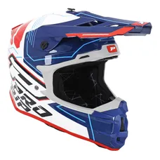 CASQUE CROSS ADULTE PROGRIP 3080 ADVENTURE BLANC/BLEU/ROUGE S (ECE 22.06)