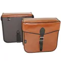 BICYCLE PANNIER SPORFABRIC S14 STYLE VINTAGE - MOUNTING KIT COURROIE - EFFET CUIR BROWN (LG30XL11XH30) (PAIR)