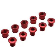 CHAINRING BOLT SET ALUMINIUM NEWTON RED DOUBLE CHAINRING (SET OF 5) - CHAINRING BOLT AND NUT