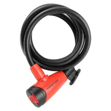 ANTIVOL VELO SPIRAL A CLE NEWTON DIAM 10 mm LONG 1,50 M NOIR/ROUGE (AVEC SUPPORT + 2 CLES) -NIVEAU SECURITE 4