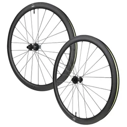 ROUES ROUTE DISQUE 700 MICHE SWR EVO 40 CENTERLOCK CARBONE NOIR CASSETTE SHIMANO HG 12V AXE TRAVERSANT 12/100 ET 12/142 (PAIRE) - TUBELESS READY