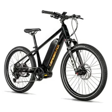 ELECTRIC BICYCLE/E-BIKE MTB 24 LEADER FOX WEENY UNISEX BLACK GLOSS 9-SPEED MID-DRIVE MOTOR BAFANG M420 36-SPEED 80NM BATTERY 17,4AH FRAME 14 INCHES (SIZE JUNIOR 140 TO 148 cm)