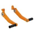 SELECTEUR DE VITESSE ET PEDALE DE FREIN ARRIERE MOTO POUR KTM 125 DUKE ALU CNC ANODISE ORANGE EMBOUT NOIR (PAIRE) -AVOC