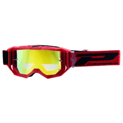 MASQUE/LUNETTES CROSS PROGRIP 3300 FL VISION GO MULTILAYERED ROUGE MAT ECRAN MIROIR JAUNE ANTI-RAYURES/ANTI U.V./ANTI-BUEE (HOMOLOGUE CE-EN-N- AC-96025 REV.2)
