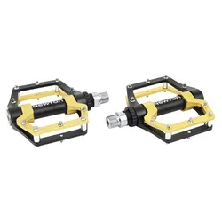 PEDAL MTB/BMX NEWTON ALUMINIUM BLACK/OR 9/16" TO BEARING WATERPROOF WITH PICOTS SILVER (PAIR)