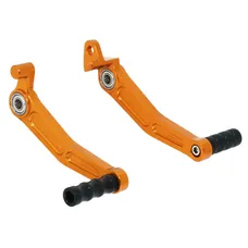 SELECTEUR DE VITESSE ET PEDALE DE FREIN ARRIERE MOTO POUR KTM 125 DUKE ALU CNC ANODISE ORANGE EMBOUT NOIR (PAIRE) -AVOC