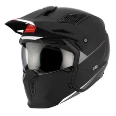 HELMET TRIAL MT HELMETS STREETFIGHTER SV SOLID COLOUR MATTE BLACK XS SINGLE VISOR TRANSPARENT CONVERTIBLE WITH CHIN BAR REMOVABLE (SUPPLIED WITH ONE SCREEN ADDITIONAL MIRROR) (ECE 22.06)