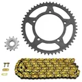 KIT CHAINE ADAPTABLE MBK 50 X-LIMIT SUPERMOTO 2002 / YAMAHA 50 DT R 2002 420 12x50 (DIAM COURONNE 105/120/8.5) (DEMULTIPLICATION ORIGINE) -AFAM