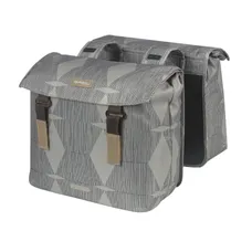 DOUBLE BICYCLE PANNIER BASIL ELEGANCE 40L TAUPE MOUNTING KIT VELCROS ON CARRIER (49X36X8 CM)