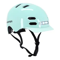 CASQUE VELO ADULTE NEWTON URBAIN/CITY V4 VERT PASTEL IN-MOLD AVEC ECLAIRAGE INTEGRE ET VISIERE TAILLE 58-61 BOUCLE FIDLOCK (VENDU EN BOITE)
