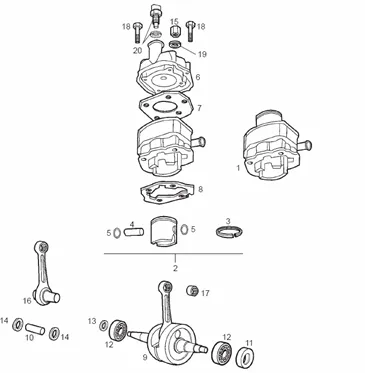 Arbre moteur - Cylindre - Piston