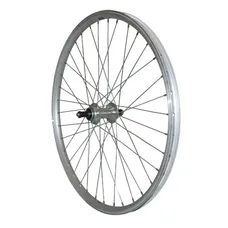 MTB WHEEL BRAKE SHOE LOCKING 24" ER10 REAR SILVER HUB ALUMINIUM FREEWHEEL 7/6-SPEED RIM 19C