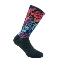 SOCKS/ANKLE SOCKS SUMMER GIST RANGE BLACK MURALES DESIGN MUTICOLOR 43/47 ECOLOGIQUE - HEIGHT 22 cm (PAIR) -5868