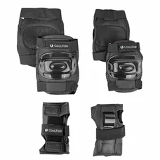 KNEE PROTECTORS - COUDIERES AND POIGNETS COOLRIDE BLACK (KIT 6 PIECES) FOR BICYCLE - ROLLER - SKATE