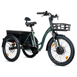 ELECTRIC TRICYCLE/E-BIKE CITY LEADER FOX 24" CURTIS X 2025 UNISEX GREEN BOUTEILLE GLOSS 8-SPEED SHIMANO NEXUS HUB MOTOR AV BAFANG 36-SPEED 45NM BATTERY 16,7AH (WIDTH HORS ALL 75 cm, DEBATTEMENT 50 mm)