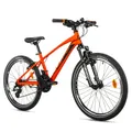 VELO MUSCULAIRE VTT 24 LEADER FOX SPIDER 2026 GARCON ORANGE BRILLANT 7V (TAILLE ENFANT 135 à 145 cm)