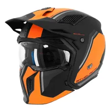 HELMET TRIAL MT HELMETS STREETFIGHTER SV S TWIN C4 MATTE BLACK/ORANGE FLUORESCENT S SINGLE VISOR TRANSPARENT CONVERTIBLE WITH CHIN BAR REMOVABLE (SUPPLIED WITH ONE SCREEN ADDITIONAL MIRROR) (ECE 22.06)