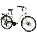 CONVENTIONAL BICYCLE CITY BIKE 26 LEADER FOX DOMESTA 2025 WOMEN'S WHITE 7-SPEED FRAME ALUMINIUM 17 INCHES (SIZE ADULT 165 TO 173 cm)