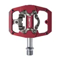 PEDAL MTB PLATEFORME SWITCH CRANK FLIP DOUBLE FONCTION ALUMINIUM CNC RED THREAD 9/16 WITH PICOTS (PAIR) (CALES SHIMANO SPD INCLUDED) 85X70MM