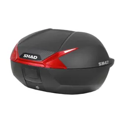 TOP CASE SHAD SH47 BLACK 47L WITH REFLECTEUR RED (D0B47206)