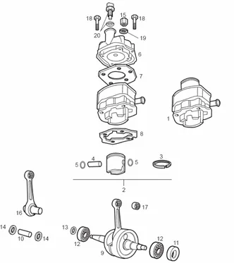Arbre moteur - Cylindre - Piston