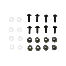 VIS DE BULLE/CARROSSERIE REPLAY ALU TETE BOMBEE M5X16 NOIR + RONDELLES PLASTIQUES + BOUCHONS CAOUTCHOUC (KIT VISSERIE 8 PIECES)