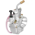 CARBURATEUR TYPE PWK 24 SILVER A BOISSEAU PLAT AVEC POWER JET ENTREE AIR POLI + COUDE TOURNANT + STARTER A TIRETTE -QUALITE PREMIUM- -P2R