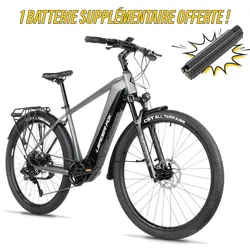 ELECTRIC BICYCLE/E-BIKE TREKKING BIKE 28 LEADER FOX BARNET 2025 MEN'S GREY 9-SPEED MID-DRIVE MOTOR BAFANG M510 36-SPEED 95NM BATTERY 20AH (20.5'' - H53CM - SIZE XL - FOR ADULT OF 183 cm TO 190 cm)