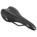 SELLE NEWTON ROUTE/VTT ZENA NOIR DECO NOIR/VERT 272x140mm RAIL ACIER NOIR