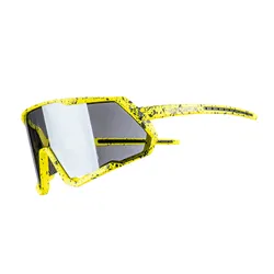 CYCLING GLASSES ADULT GIST MASK MONTURE YELLOW FLUORESCENT VERRE BLACK POLYCARBONATE (PROTECTOR 100% CONTRE UVA, UVB, UV)
