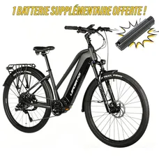 ELECTRIC BICYCLE/E-BIKE TREKKING BIKE 28 LEADER FOX BARNET 2025 WOMEN'S GREY 9-SPEED MID-DRIVE MOTOR BAFANG M510 36-SPEED 95NM BATTERY 20AH (18'' - H46CM - SIZE M - FOR ADULT OF 168 cm TO 178 cm)