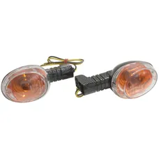 CLIGNOTANT SCOOT ADAPTABLE MBK 50 BOOSTER 2004>/YAMAHA 50 BWS 2004> AR TRANSPARENT/CARBONE (HOMOLOGUE CE) (PAIRE) -REPLAY