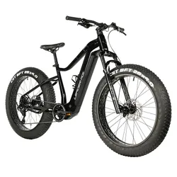 ELECTRIC BICYCLE/E-BIKE MTB FAT BIKE 26 LEADER FOX BRAGA UNISEX BLACK 9-SPEED MID-DRIVE MOTOR BAFANG M510 36-SPEED 95NM BATTERY 23,2AH (18'' - H45,7 cm - SIZE M - FOR ADULT OF 168 cm TO 178 cm)